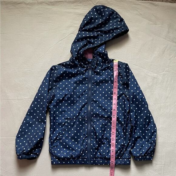 Old Navy Blue and White Polka Dot Fleece Lined Rain Coat Size Small - Picture 5 of 6
